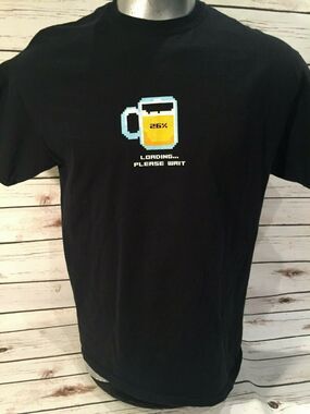 Beer Loading Please Wait Frosty Mug Think Geek Computer Bar Pre Hangover Shirt L